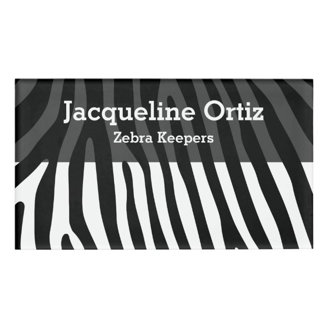 Zebra stripes pattern + your background & ideas name tag (Front)
