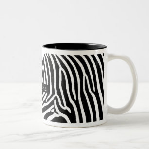 Zebra Stripes Personalised with Name Two-Tone Coffee Mug