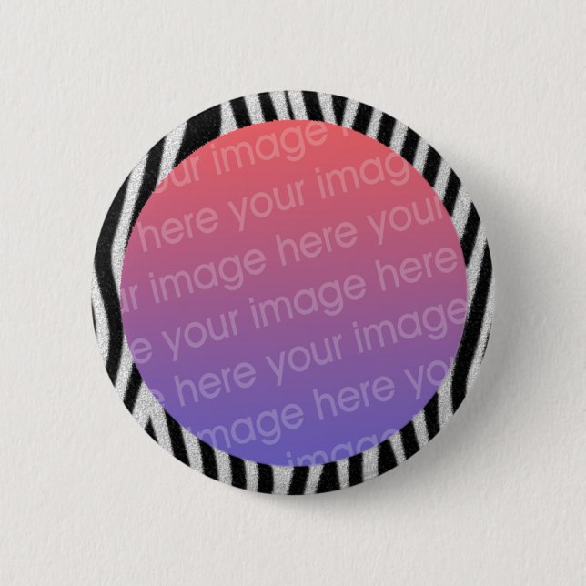 zebra stripes photo frame 6 cm round badge (Front)