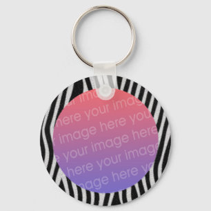 zebra stripes photo frame key ring