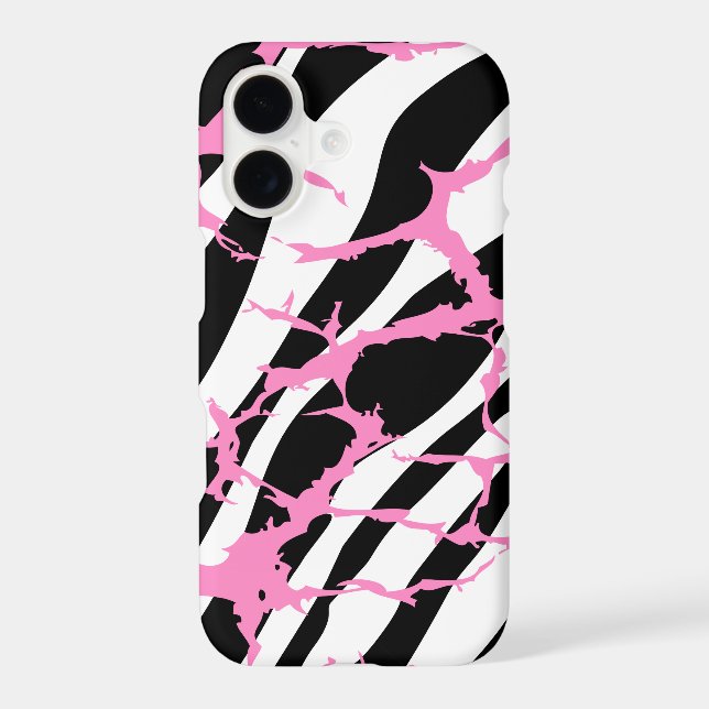 Zebra Stripes Pink Grunge Modern Canvas Art (Back)