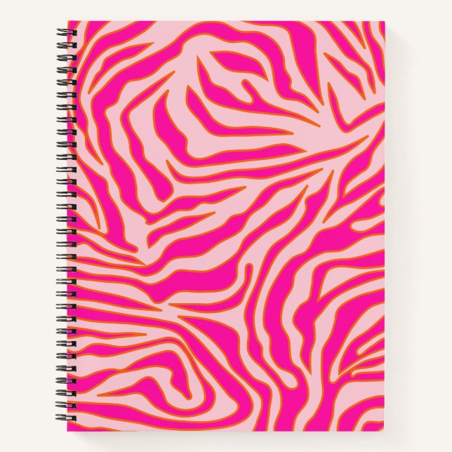 Zebra Stripes Pink Orange Wild Animal Print Notebook (Front)