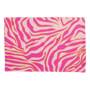 Zebra Stripes Pink Orange Wild Animal Print Pillowcase