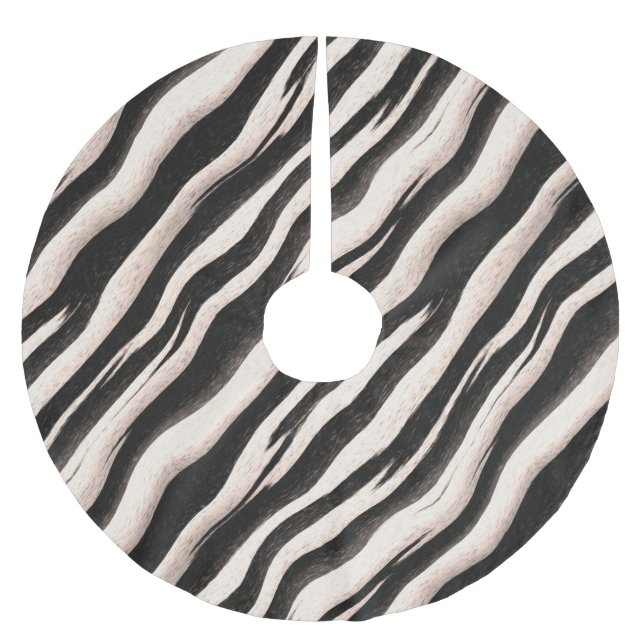Zebra stripes seamless texture + your ideas brushed polyester tree skirt (Front)