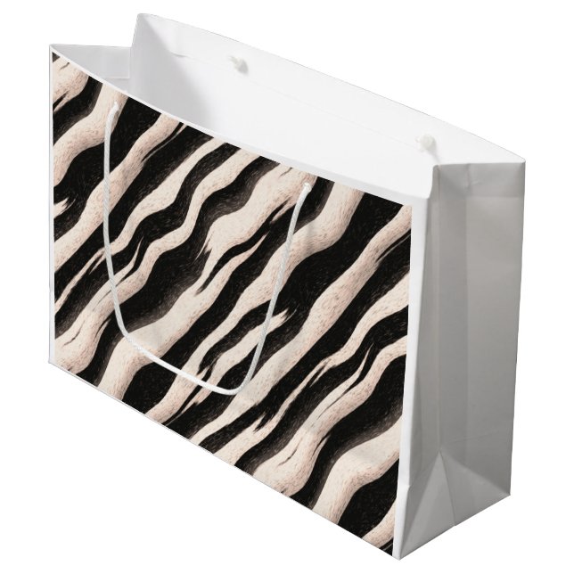 Zebra stripes seamless texture + your ideas large gift bag (Front Angled)