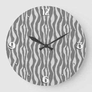 Zebra stripes - Shades of Grey Large Clock