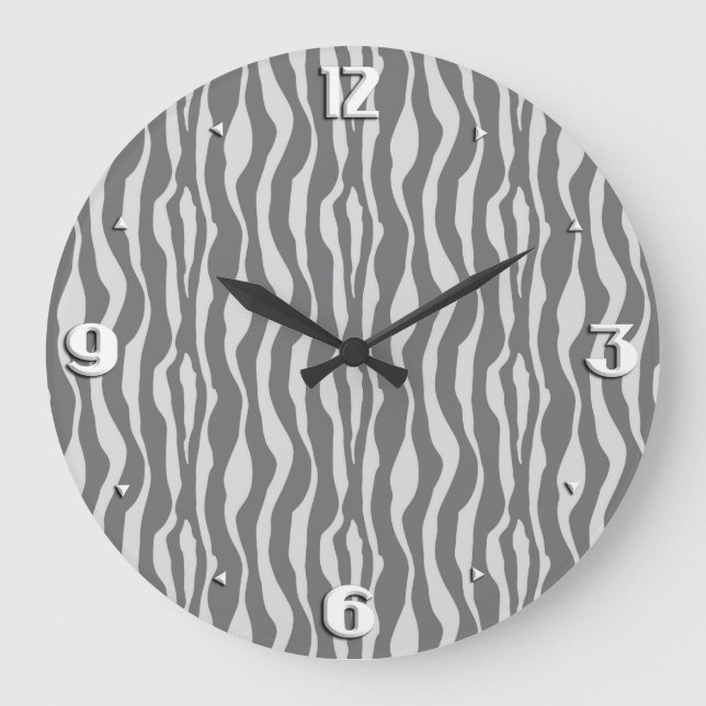 Zebra stripes - Shades of Grey Large Clock (Front)