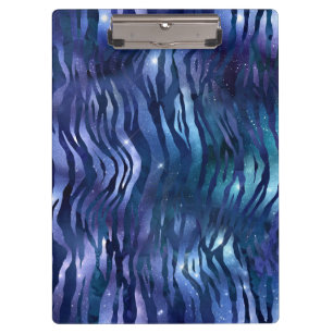 Zebra Stripes Shining Star Blue Starry Night Space Clipboard