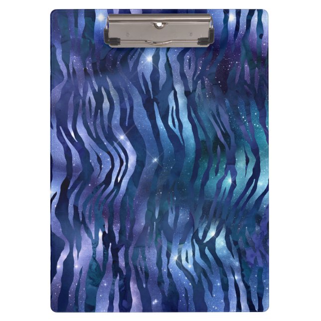 Zebra Stripes Shining Star Blue Starry Night Space Clipboard (Front)