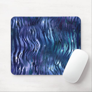 Zebra Stripes Shining Star Blue Starry Night Space Mouse Mat