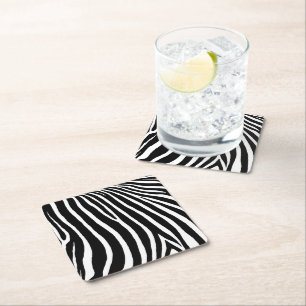 Zebra Stripes Square Paper Coaster