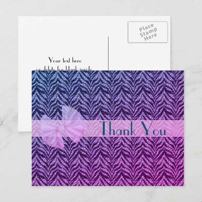 Zebra Stripes Subtle Rainbow Thank You Postcard (Front/Back)