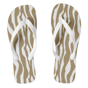 Zebra stripes - Taupe Tan and White Flip Flops