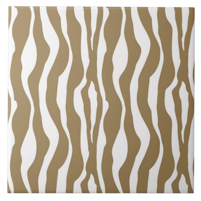 Zebra stripes - Taupe Tan and White Tile (Front)