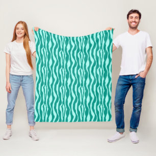 Zebra stripes - Turquoise and Aqua Fleece Blanket