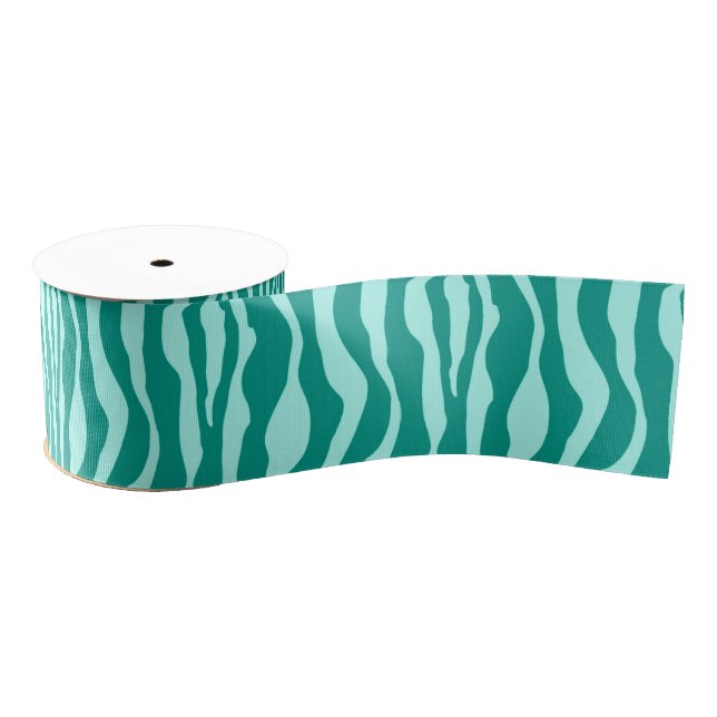 Zebra stripes - Turquoise and Aqua Grosgrain Ribbon (Spool)