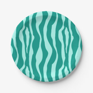 Zebra stripes - Turquoise and Aqua Paper Plate
