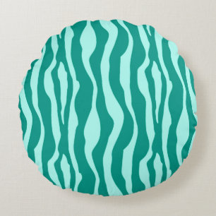 Zebra stripes - Turquoise and Aqua Round Cushion
