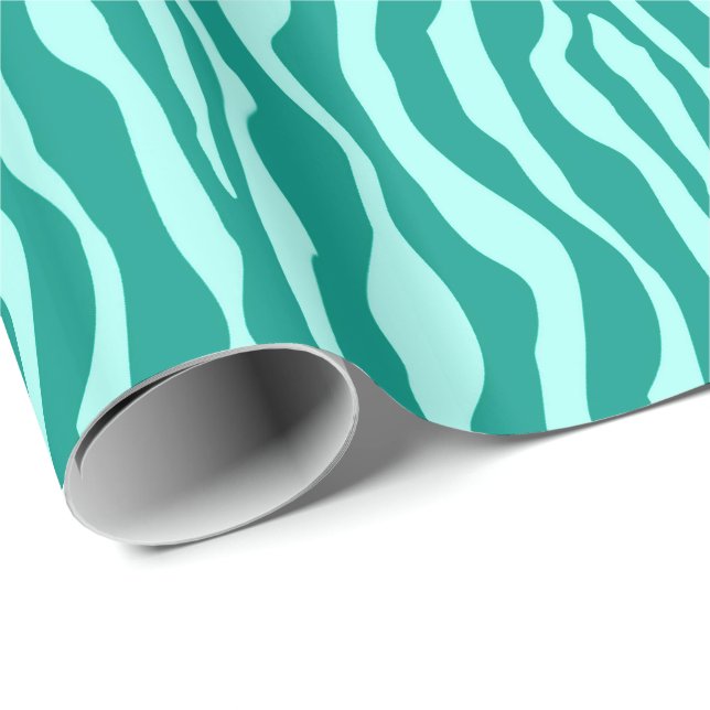 Zebra stripes - Turquoise and Aqua Wrapping Paper (Roll Corner)