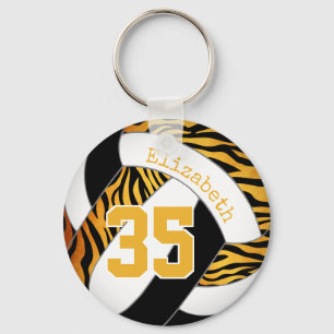 zebra stripes w gold and black girls volleyball key ring