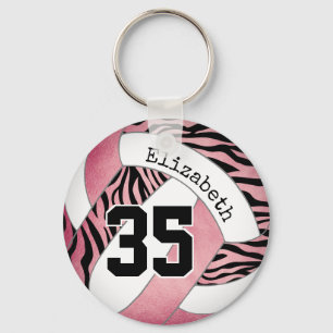 zebra stripes w rose gold personalised volleyball key ring