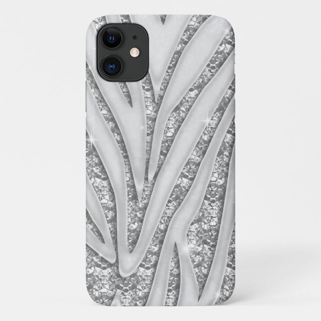 Zebra Stripes White Diamond iPhone 4 Case (Back)