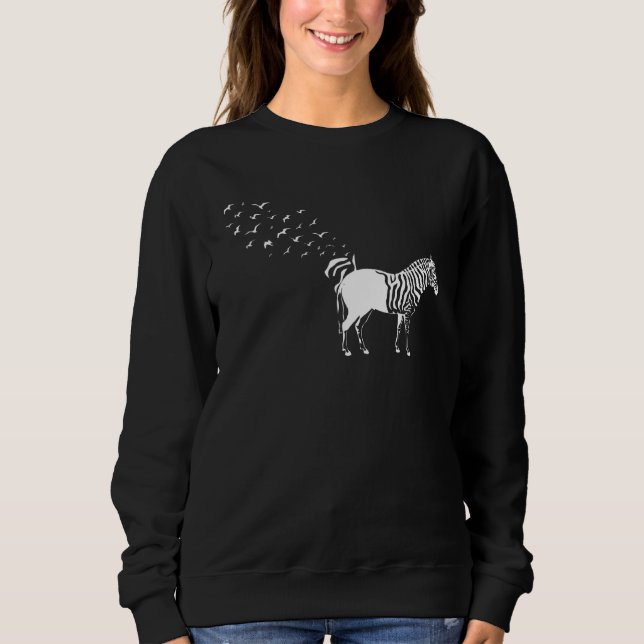 Zebra Stripes Zebra Birds Sweatshirt (Front)