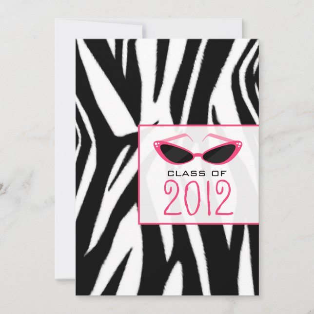 Zebra & Sunglasses 2012 Graduation Invitation (Front)