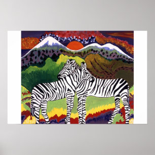 ZEBRA SUNSET,  African Collection  Poster