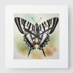 Zebra Swallowtail Butterfly 201024IREF234 - Waterc Square Wall Clock
