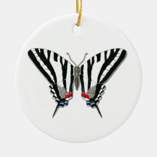 Zebra Swallowtail Butterfly Ceramic Ornament