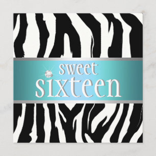 Zebra Sweet Sixteen Invitation