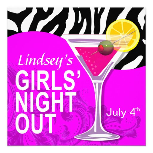 Zebra Swoop Girls' Night Out Cocktail Party 13 Cm X 13 Cm Square ...