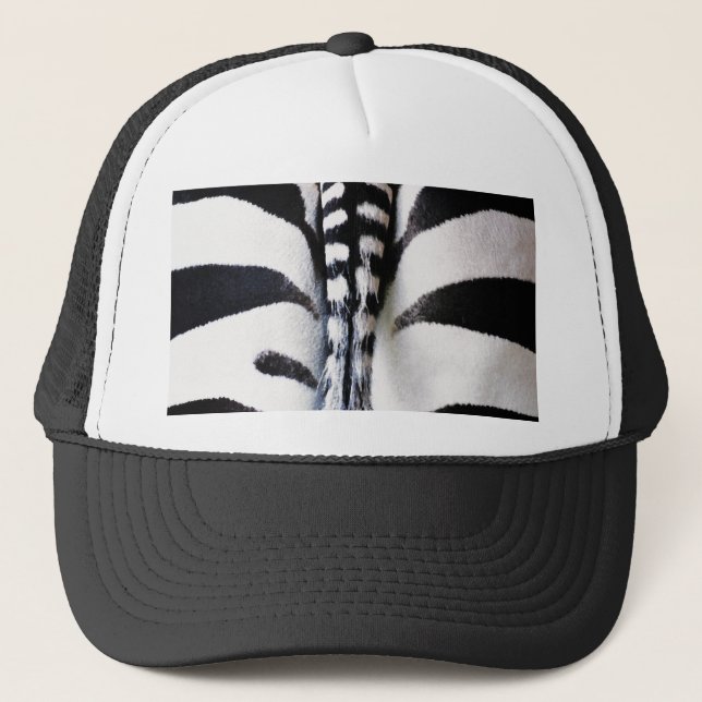 Zebra Tail Black & White Hat/Cap Trucker Hat (Front)