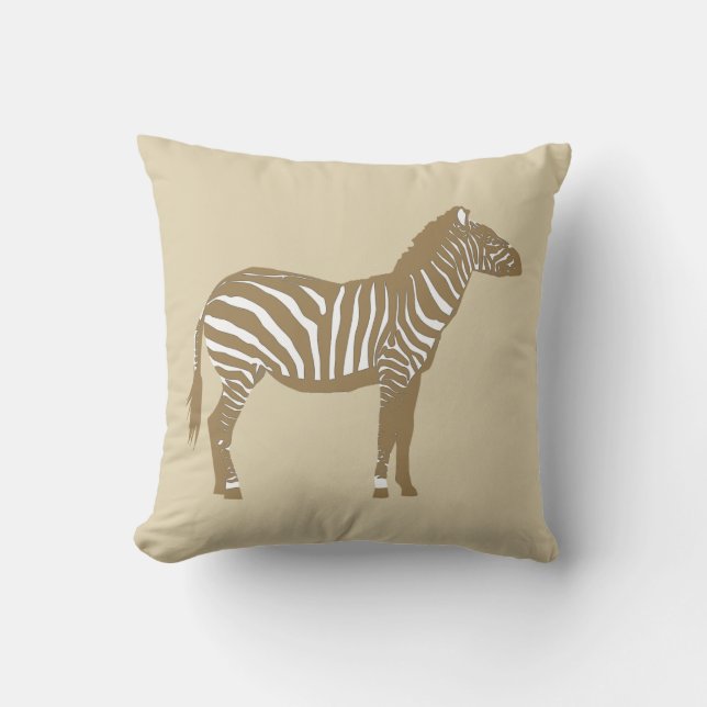 Zebra - Taupe Tan and White Cushion (Front)