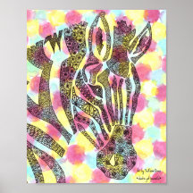 Zebra Tessellation Pattern Poster Paper