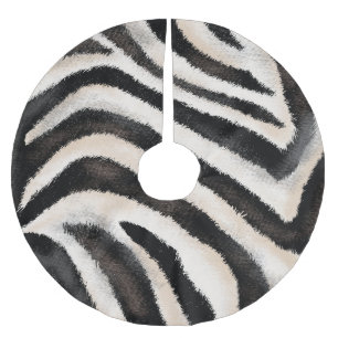 Zebra Texture: Hand Drawing, African. Brushed Polyester Tree Skirt