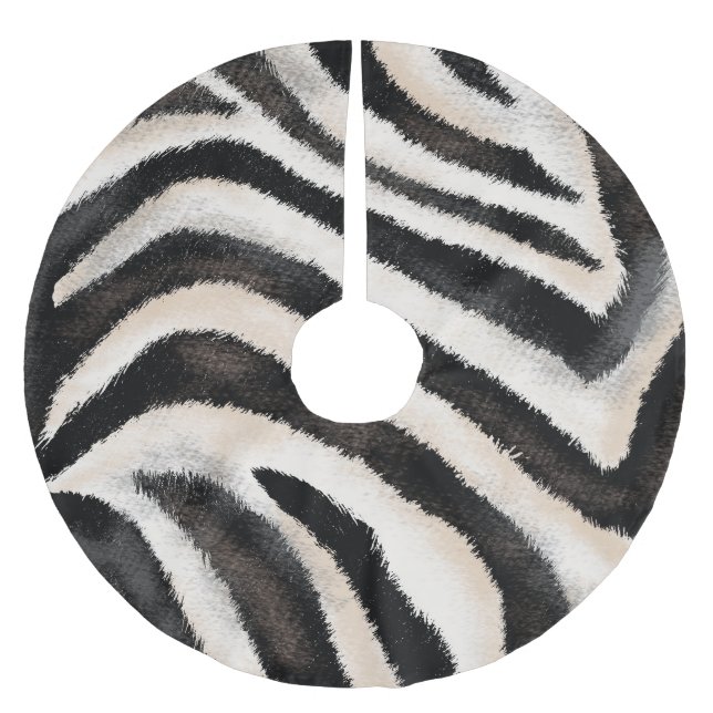 Zebra Texture: Hand Drawing, African. Brushed Polyester Tree Skirt (Front)