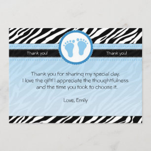 Zebra Thank You Card Baby Boy Shower