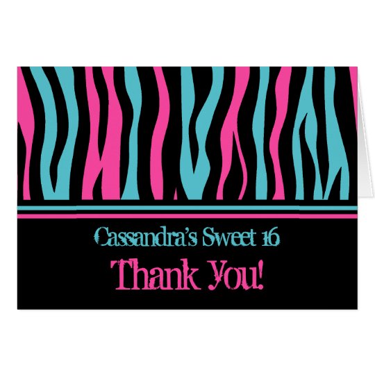 Zebra thank you | Sweet 16 birthday Card