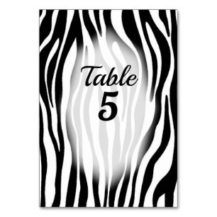 Zebra Theme Table Numbers