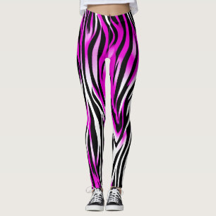 Zebra Tiger Stripe Pink Wild Animal skin pattern Leggings