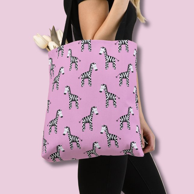 Zebra Tote Bag (Pink Zebra patterned tote bag)