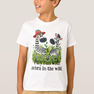 Zebra Twins in the Wild and Personalized Name T-Shirt