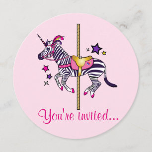 Zebra Unicorn Birthday Invitation