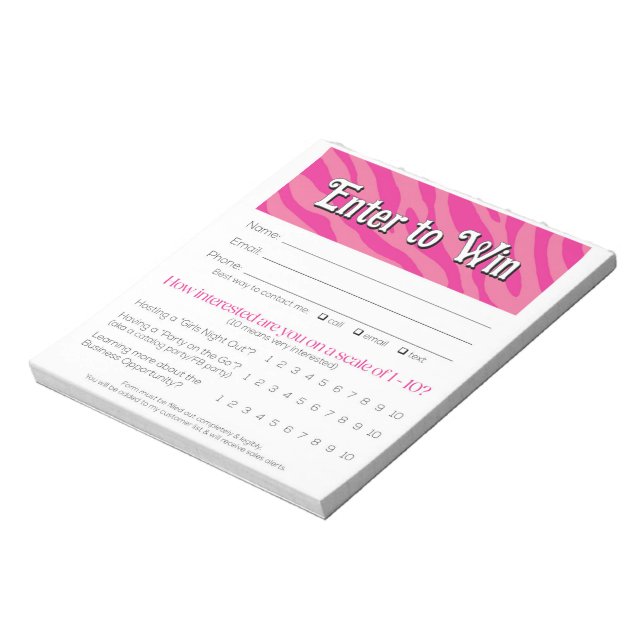 Zebra Vendor Event Leads Drawing Slip Booking  Notepad (Rotated)