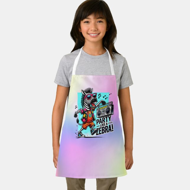 Zebra Vibes & Boombox Beats Apron (Insitu)