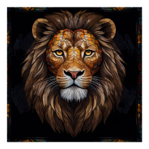 Zebra Vibrant Mosaic Poster