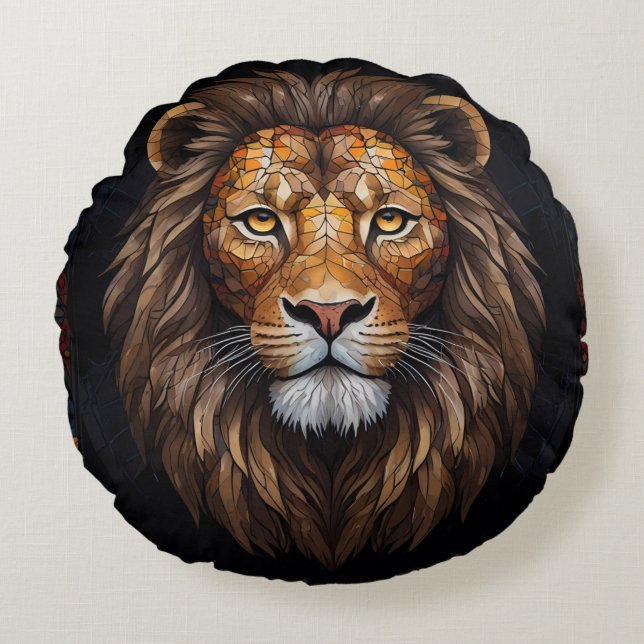 Zebra Vibrant Mosaic Round Cushion (Front)