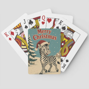 Zebra Village Edge Animal Christmas Playing Cards